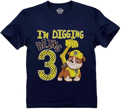 Rubble Paw Patrol - Camiseta de 3er cumpleaños Regalo divertido para niños de 3 años Camiseta de fiesta temática de excavación para niños pequeños