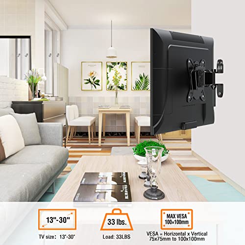 Elived Tv Wall Mount Small Monitor Mount Bracket With Adjustable Tilt Swivel For Most 13-30 Inch Led Lcd Oled Tvs, Single Stud Perfect Center Design, Vesa Size Up To 100X100Mm And Holds Up To 33 Lbs #TOP6