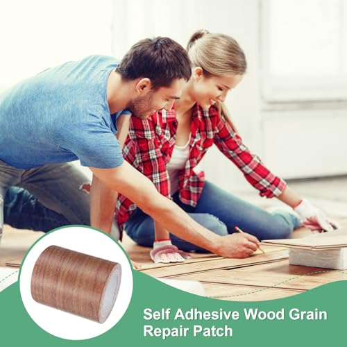 Image of M METERXITY 2-Roll Wood Grain Repair Tape, 2.24in x 15ft Textured Realistic Self-Adhesive Wood Floor Tape Contact Paper for Furniture /Floors /Home [Dark Brown Pine]