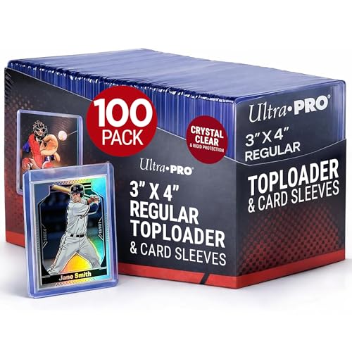 Ultra PRO 3' x 4' Clear Regular TopLoaders For Cards With Card Sleeves Bundle Standard Size 100ct Trading Baseball Toploader Card Sleeve Protectors