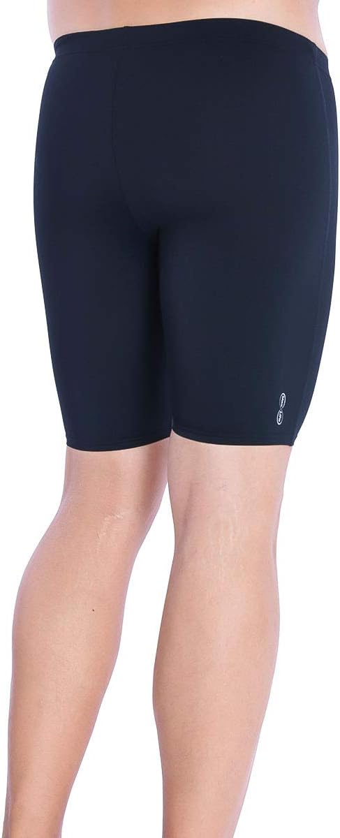 Arena Men's Solid Jammer Swim Short, Black/Blue, 34in