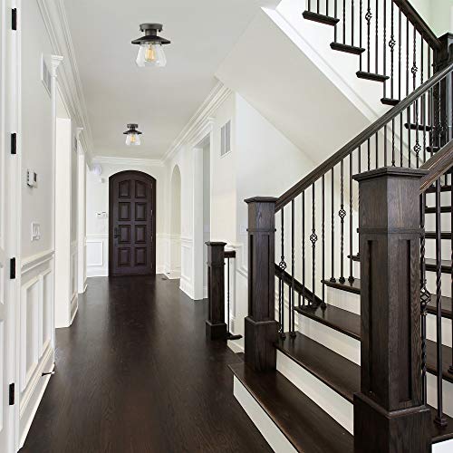 Globe Electric 64846 1-Light Semi-Flush Mount Ceiling Light, Oil Rubbed Bronze, Clear Glass Shade, Ceiling Light Fixture, Light Fixtures Ceiling Mount, Bedroom Lights For Ceiling, Dining Light Fixture #TOP6