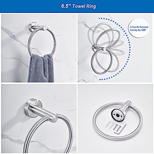 Gerusea MJJ 6 Pcs Bathroom Hardware Set, Brushed Nickel Towel Bar thumb #2