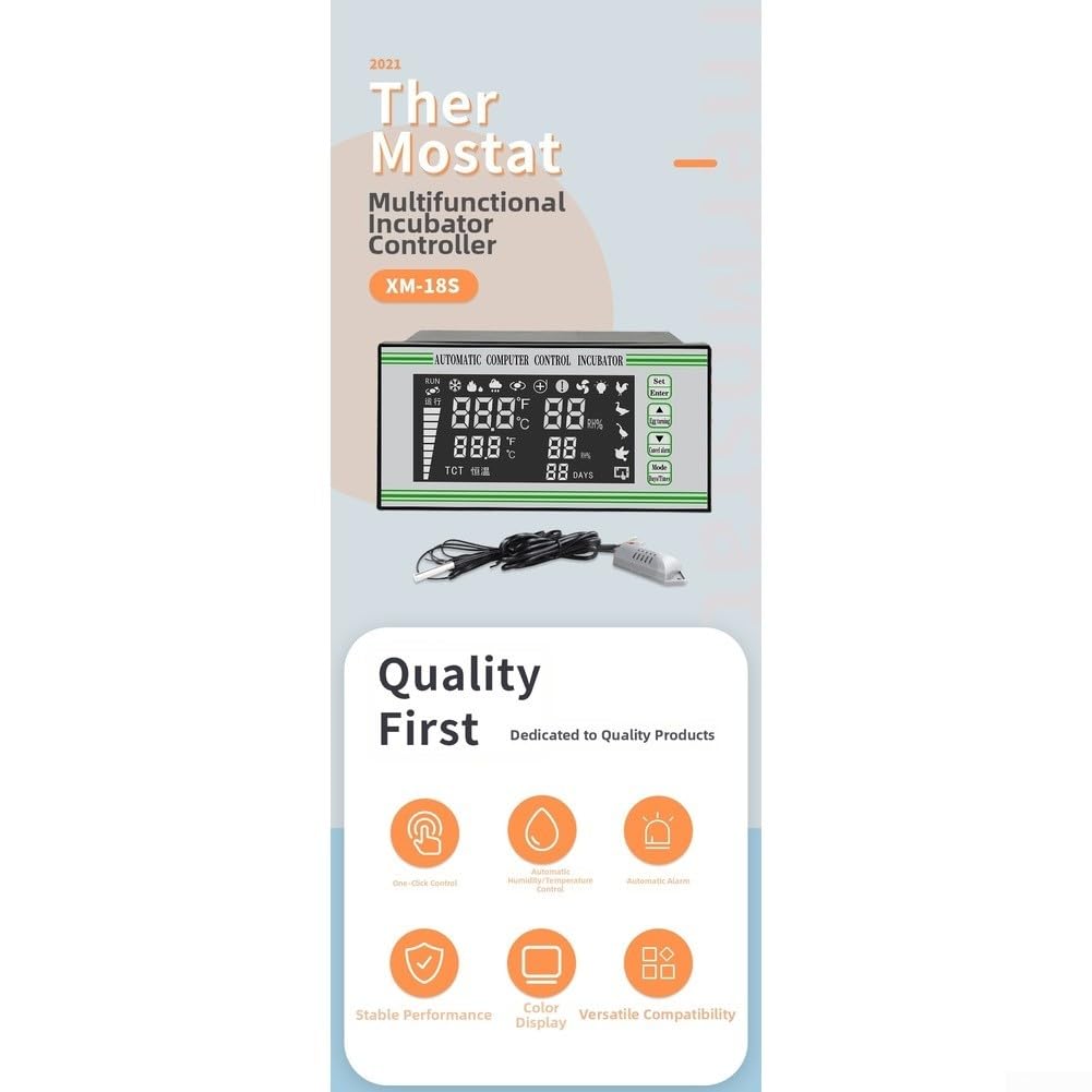 XM-18S - Regolatore automatico per incubatrice per uova con microcomputer, temperatura ± 0,1 ℃ e umidità 0-99%, per uova di piccione, anatra e gallina, verde