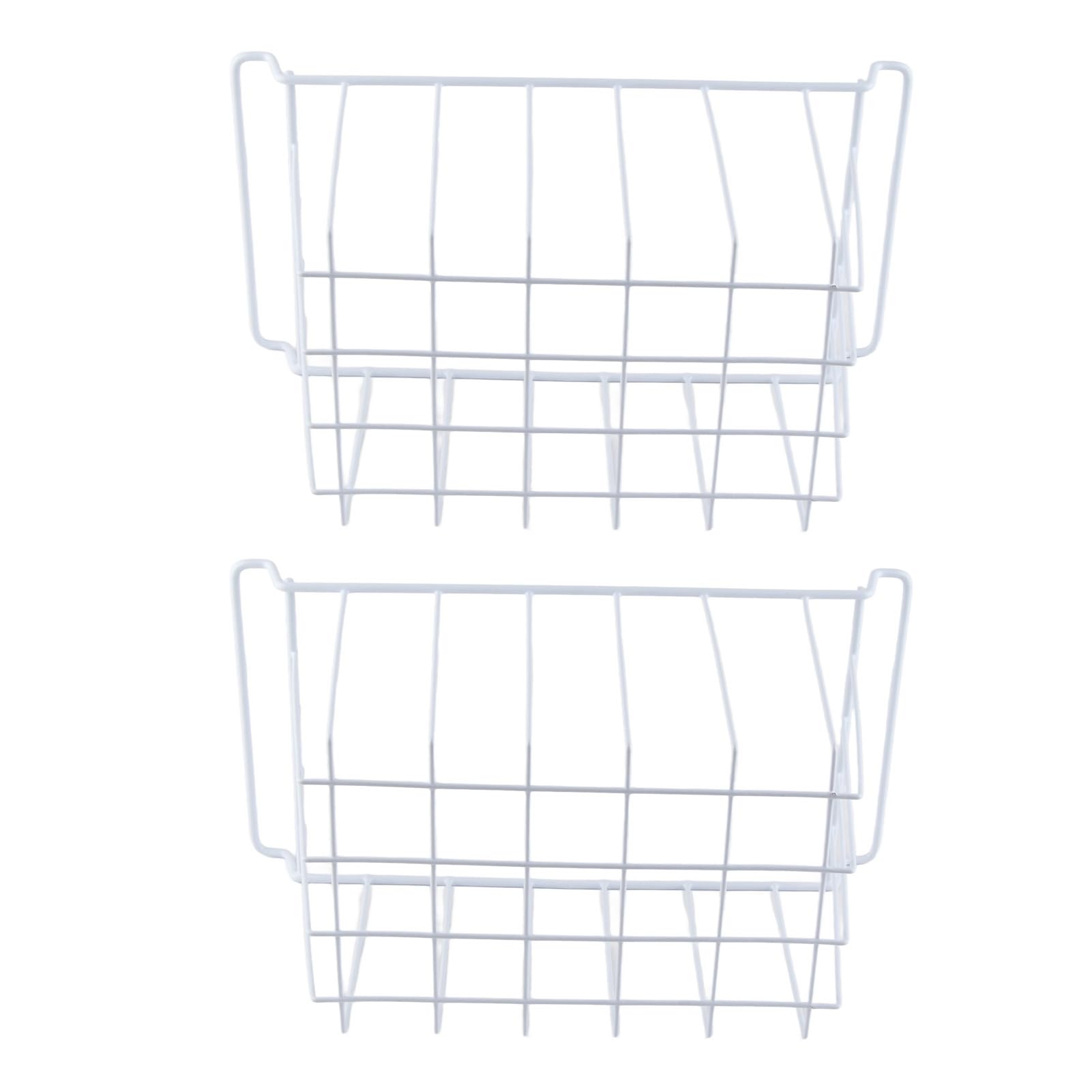 Cryfokt Panier Organisateur pour congélateur, 2pcs Refrigerator Metal Bins, Grands paniers de Rangement en Fil métallique avec poignées, Bacs de Rangement en métal pour (39x20x20cm /