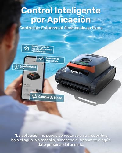 Miniatura 7 de Nuevo 2026 Gosvor Litevac G1 Robot Limpiafondos Piscina,Paredes,Línea Y Plataformas,7kg,200min Autonomía,Doble Filtración,Navegación Inteligente Y App,200m ,Gris Anaranjado