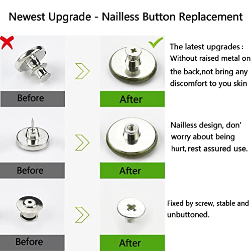 Giyomi 20Mm No Sewing Jeans Buttons Replacement Kit With Metal Base,12 Sets Nailess Removable Metal Buttons Replacement Repair Combo Thread Rivets And Screwdrivers (0.79 Inch) #TOP5