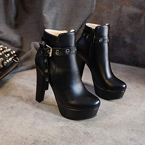 Scaoruki Women Fashion Autumn Shoes Block Heels Ankle Boots4