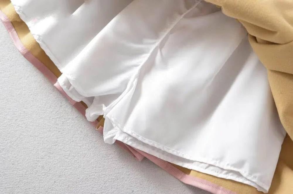 SWEPER Jupe Courte Femme - Jupe Demi-Corps Plissée en Cuir PU, Taille Haute, Double Ligne A, Pelucheuse, Anti-Brillance
