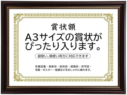 Amazon.co.jp: 賞状額縁 栄誉 A3大（455×318mm） 前面ガラス仕様 