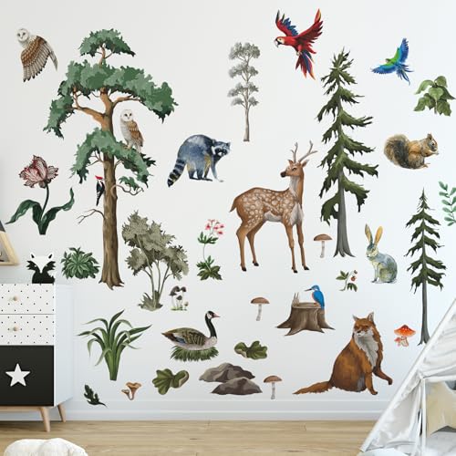 Vinilos adhesivos 3D bosque con animales para pared miniatura 1