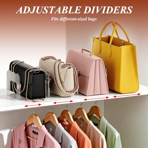 GlowSai Handtaschen Trenner Aufbewahrung 2 Set, Verstellbare Taschen Organizer Schrank,Handtaschenorganizer Taschenständer, Regaltrenner für Bücher Clutch Tragetaschen
