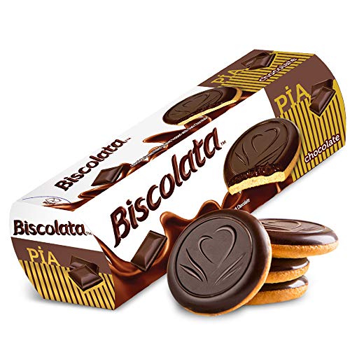 Biscolata Pia Cookies with Chocolate – 4 Pack Dark Chocolate Soft Baked Cookies Snacks