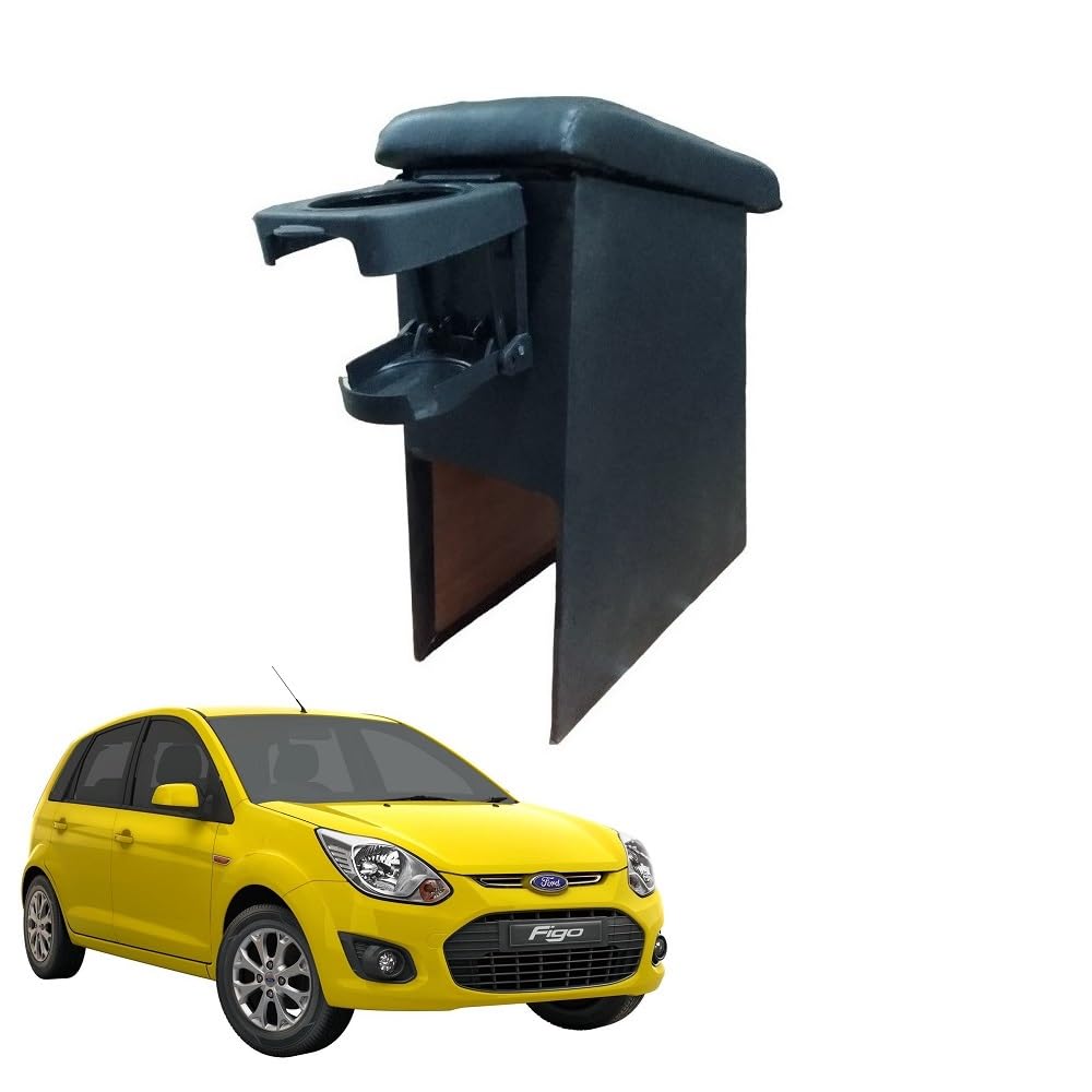 Comfortable Wooden Armrest for Car Centre Console with Back Side Foldable Drink Holder Suitable for Ford Figo T-1-image-47