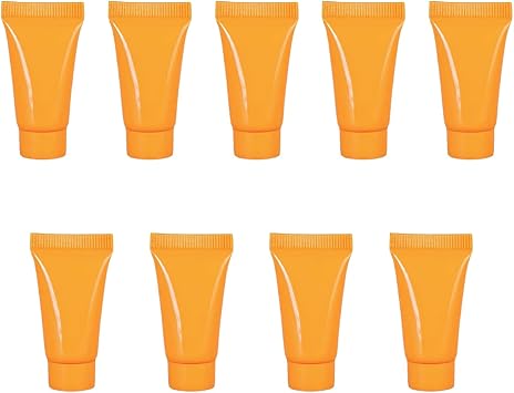 5ml Sample Packing Bottles Jars,50 Pcs Empty Refillable Plastic Tubes Cosmetic Mini Makeup Containers for Body Lotion Shampoo Shower Gel Cream Cleanser,Orange