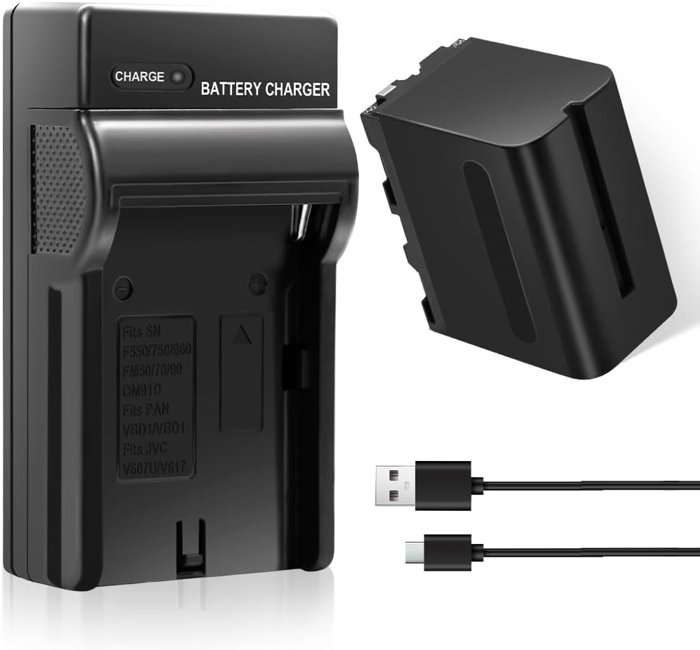 (2 Pack)12000mAh Battery and LCD Screen Charger for NP-F970, Compatible with Portable Camcorders, Camera, Handycam LED Light, Monitor, Replacement Fast Charger for Sony NP-F960, F550, F950, F930, F750