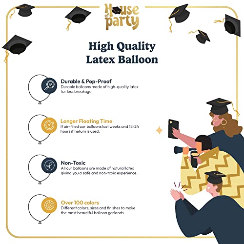 HOUSE OF PARTY Black and Gold balloon arch kit -99 pcs |5/10/12/18 Inch -Graduation Balloons 2025 | Black and Gold Balloon Garland for Grad Party Decorations - Thumbnail 5