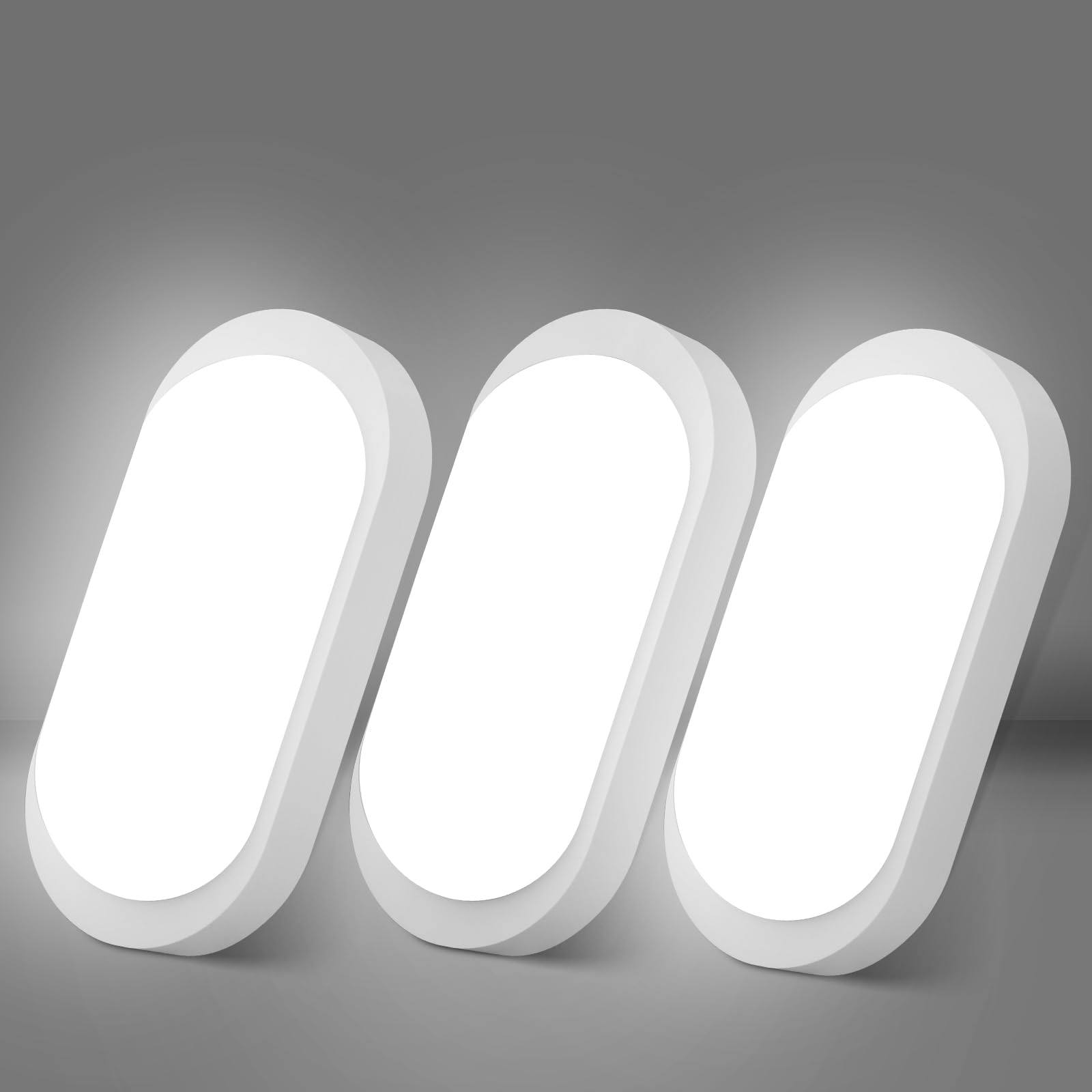 GOOSKI 3 Stück Kellerlampe LED Deckenleuchte 18W 1710LM, IP65 Feuchtraumleuchte, Wandleuchte LED Lampe Ovalleuchte Neutralweiß 4000K, Kellerleuchte für Flur Keller Badzimmer Garten Garage Balkon