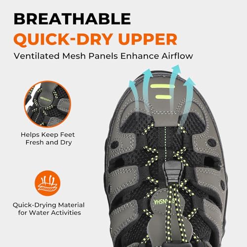 Mishansha Men's Women's Hiking Sandals, Closed Toe Outdoor Water Sandals with Adjustable Strap, Non Slip Sport Sandal for Trail Beach Travel Size 10 Women/8 Men Green by Mishansha - Used condition - Image 5