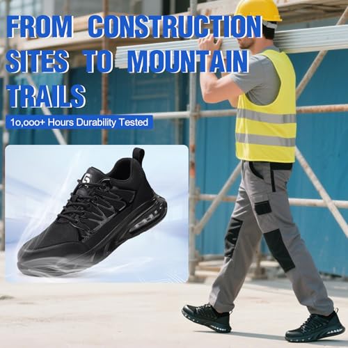 Image of Steel Toe Work Shoes for Men Lightweight Safety Shoes with Puncture Resistant Sole Comfortable Construction Industrial Work Shoe for Warehouse