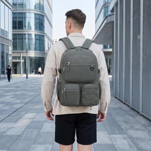 Image of Lohol Multi-Pocket Backpack for School College Travel, Heavy Duty Big Bookbag with 15.6 inch Laptop Compartment, Dark Grey