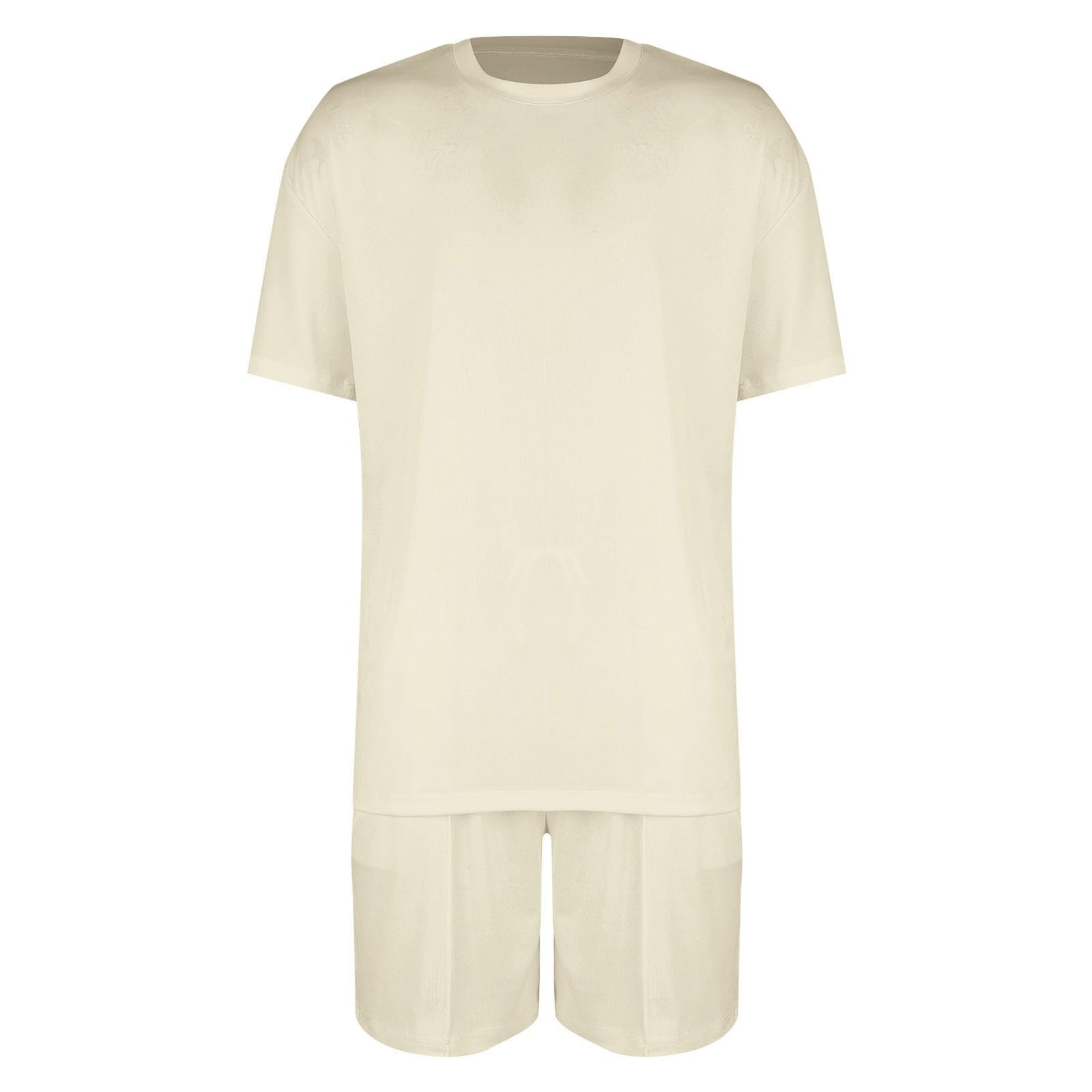 Hombre Casual 2 Trajes Manga Corta Athletic Oversize Camisetas Cordón Chándal Conjunto de Chándal Deportivo Unisex