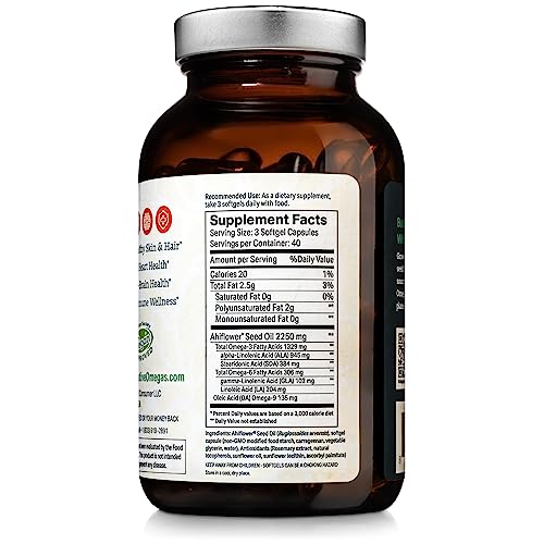 Ahiflower Oil Softgels Complete and Balanced Vegan Omega 3-6-9 Essential Fatty Acids Plant Based No Fish Source of Vegan Healthy Fats 120 Vegan softgels - Thumbnail 3