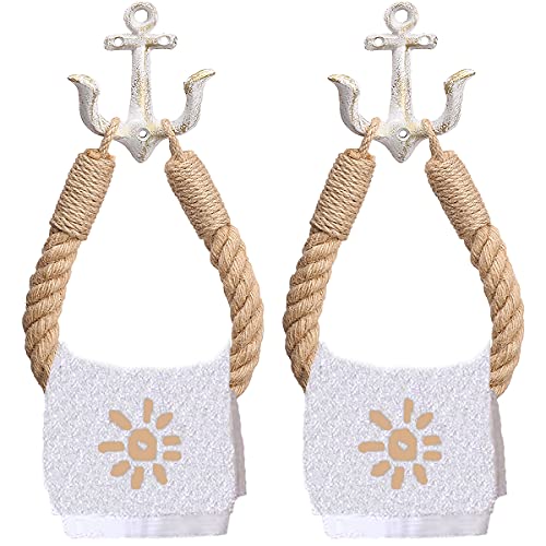 Amerla 2 Pcs Nautical Rope Toilet Paper Holder Wall-Mounted Towel
