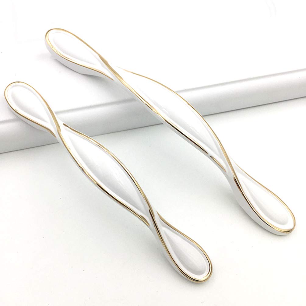 Pack-of-8 Cabinet Pulls Handles for Cupboard Drawer Closet Dresser Drawer Knobs Fashion Style Zinc Alloy Hole Pitch 128mm White