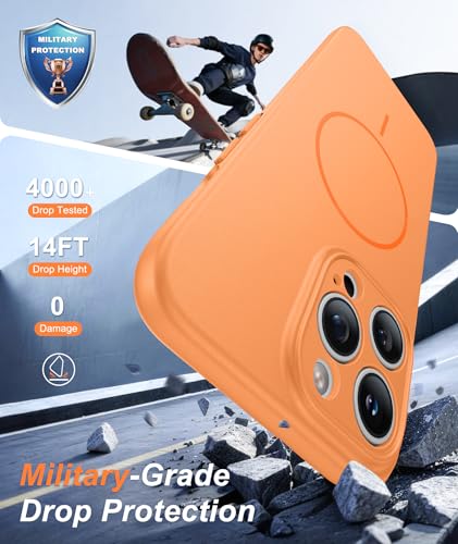 Image of FNTCASE for iPhone 14 Pro Max Case Orange: [Compatible with Magsafe] Solid Matte 14 Pro Max Magnetic Phone Cover with [Full Camera Protection] [Screen Protector] Military Grade Shockproof Protective