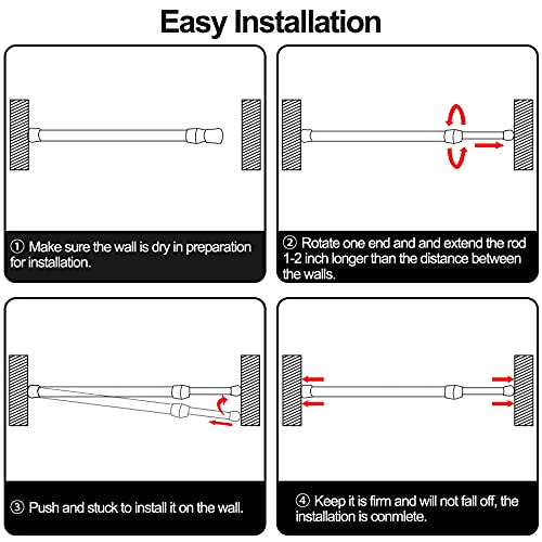 SIQUK 6 Stücke Teleskopstange Vorhangstange ohne Bohren Spannstange Gardinenstange für Badezimmer Schrank Kleiderschrank Kleiderstange (Schwarz, 40-70cm)