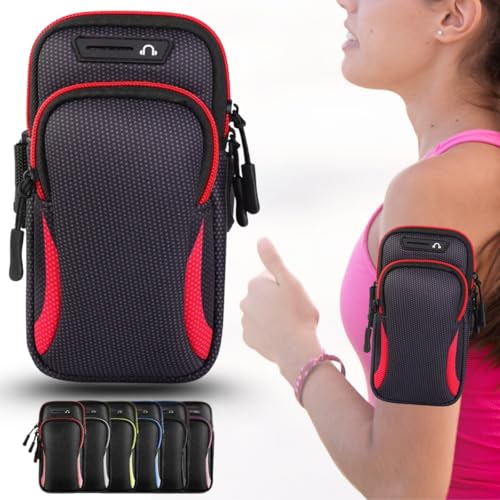 Braçadeira Esportiva Premium Suporte Braço Celular - Ideal para Treino Corrida Ciclismo (Vermelho)