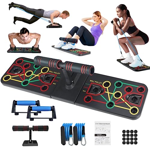 Push Up Board With Sit Up Stand. Multi-Functional Push Up Bar With Resistance Bands, Portable Home Gym, Strength Training Equipment, Push Up Handles For Perfect Pushups, Home Fitness For Men And Women, Gift For Boyfriend #TOP1