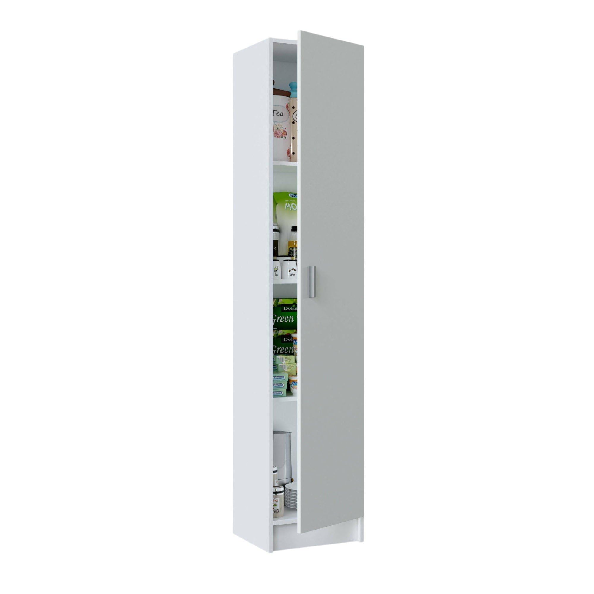 Dmora - Armadio multiuso 1 anta Clearwater, Mobile ausiliario, Guardaroba porta scarpe con ripiani, Scarpiera verticale, 37x37h180 cm, Bianco
