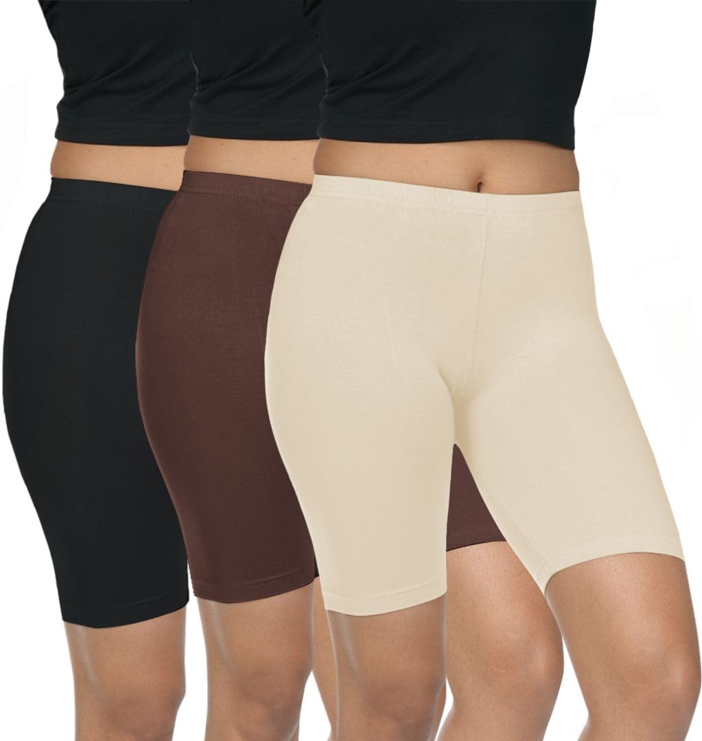 fly birds Pack of 3 Women Viscose Blend Solid Shorts (Black/Brown)-picture-39