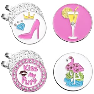 4PCS Golf Ball Marker with Magnetic Hat Clip Set Pink Magnetic Golf Ball Markers for Women Kids Removable Golf Accessories for Caps-1