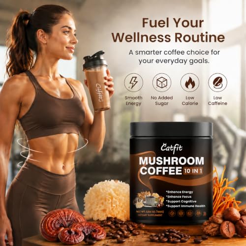 Catfit Instant Mushroom Coffee Powder 5 64 Ounce - image 5