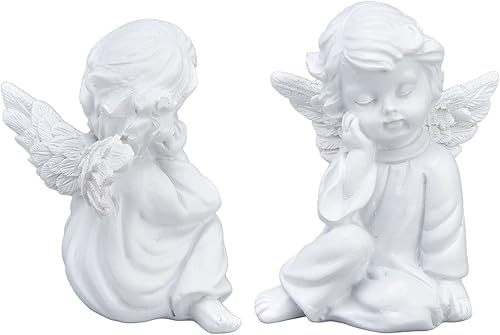 Miniatura 9 de Joyzan Estatua de querubín de resina, estilo encantador, figuras blancas de bebé, ángel, jardín, decoración conmemorativa, interior y exterior,