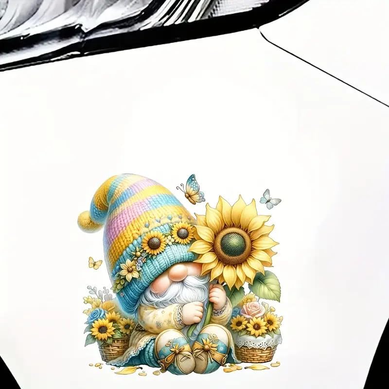 Sunflower Gnome PVC Vinyl Car Decals Stickers Waterproof Self-Adhesive Decals for Cars, Laptops, Trucks, Motorcycles Wall Window Luggage Scratch Cover Door Decor Sticker - Image 4