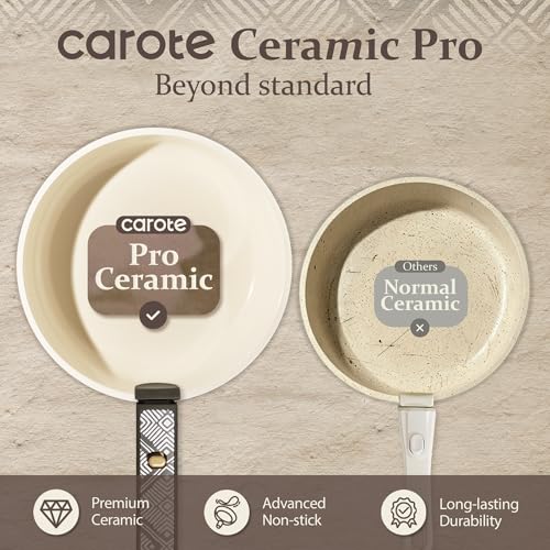 Image of CAROTE 21-Piece Ceramic Cookware Set, Nonstick Pots and Pans Set with Detachable Handle, Non-Toxic Kitchen Cooking Set, Induction Compatible, Dishwasher & Oven Safe, Charcoal