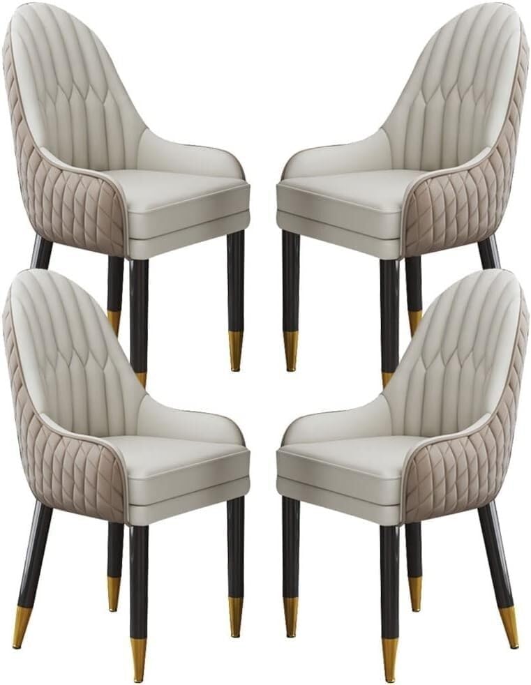 Juego de 4 sillas de comedor de piel de microfibra con patas de madera maciza, modernas para cocina, sala de estar, dormitorio, balcón, color café y naranja, cómodas sillas de salón