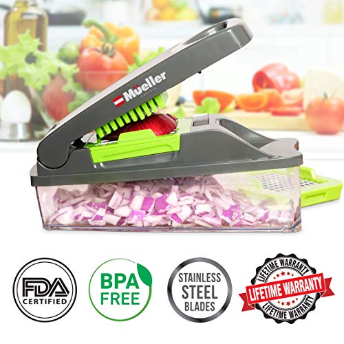 Mueller Austria Onion Chopper Pro Vegetable Chopper - Strongest - 30% Heavier Duty Vegetable Slicer Dicer Cutter with Container