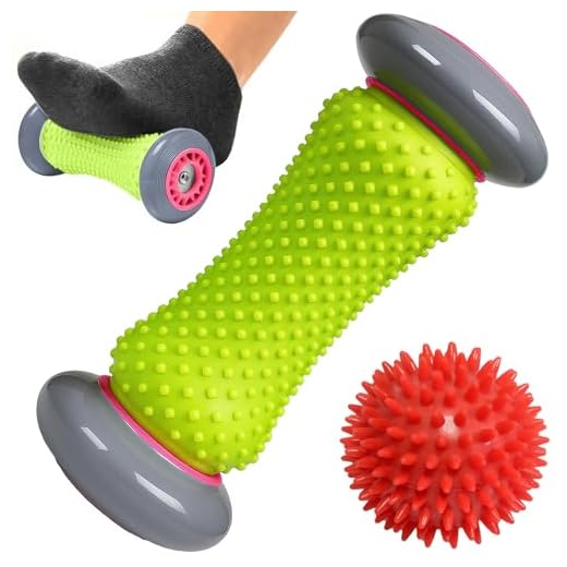 ROMIX Rodillo Masajeador Pies, Rodillo de Masaje para Recuperación de la fascitis plantar, relajación muscular, Masajeador de pies con bolas puntiagudas para reflexología podal, Brazos Alivio Dolor