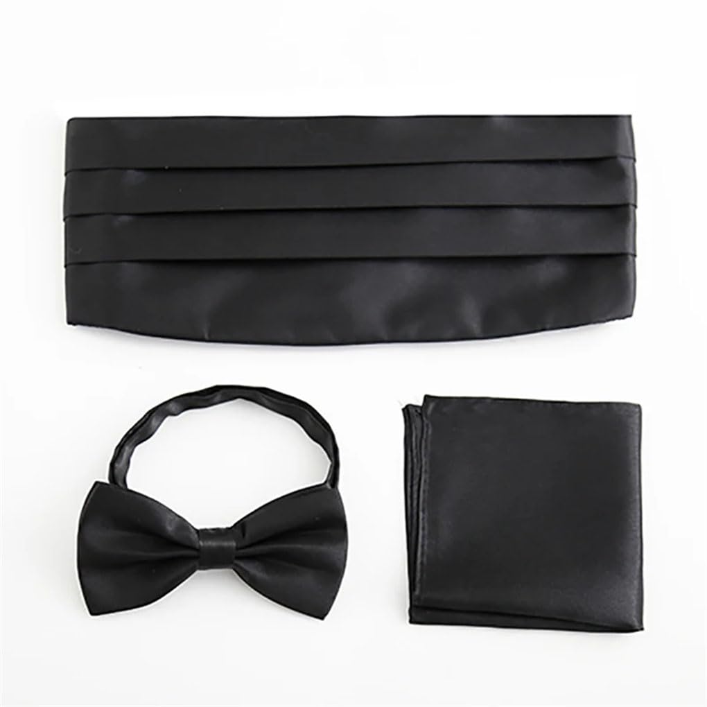 Set di fasce da uomo con fazzoletto quadrato e papillon, per smoking, matrimonio, cintura da cerimonia