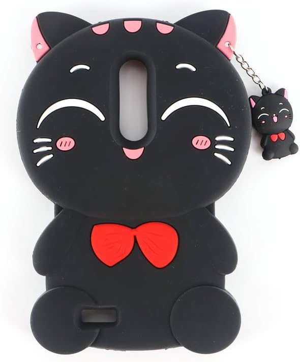 Case for ZTE Zmax Pro,Vivid Lucky Cat Shaped Animal Fashion Design 3D Cute Cartoon Character Protective Skin Soft Rubber Silicone Case Back Cover for ZTE Zmax Pro/ZTE Z981 (6.0" Inch)(Black Cat)