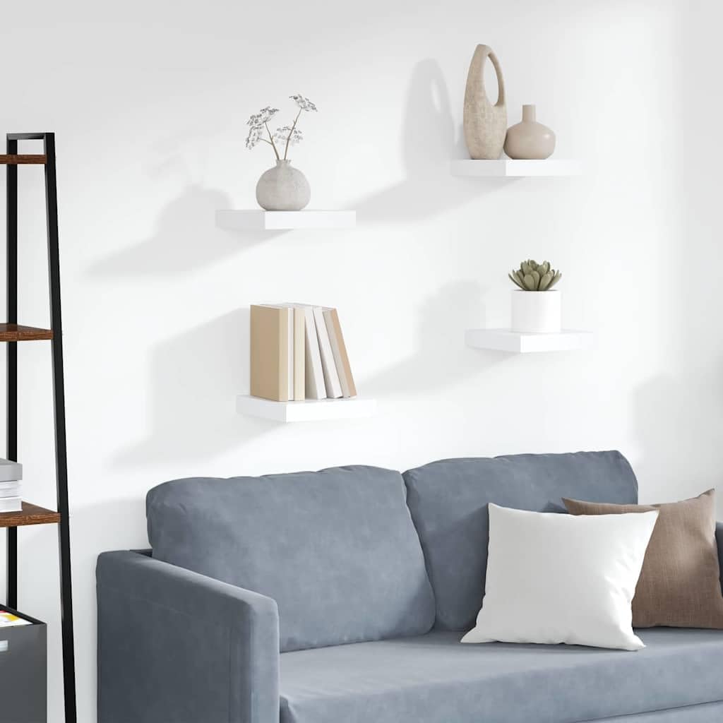 SYDE Estantes Flotantes de Pared 4 uds MDF Blanco 23x23,5x3,8 cm