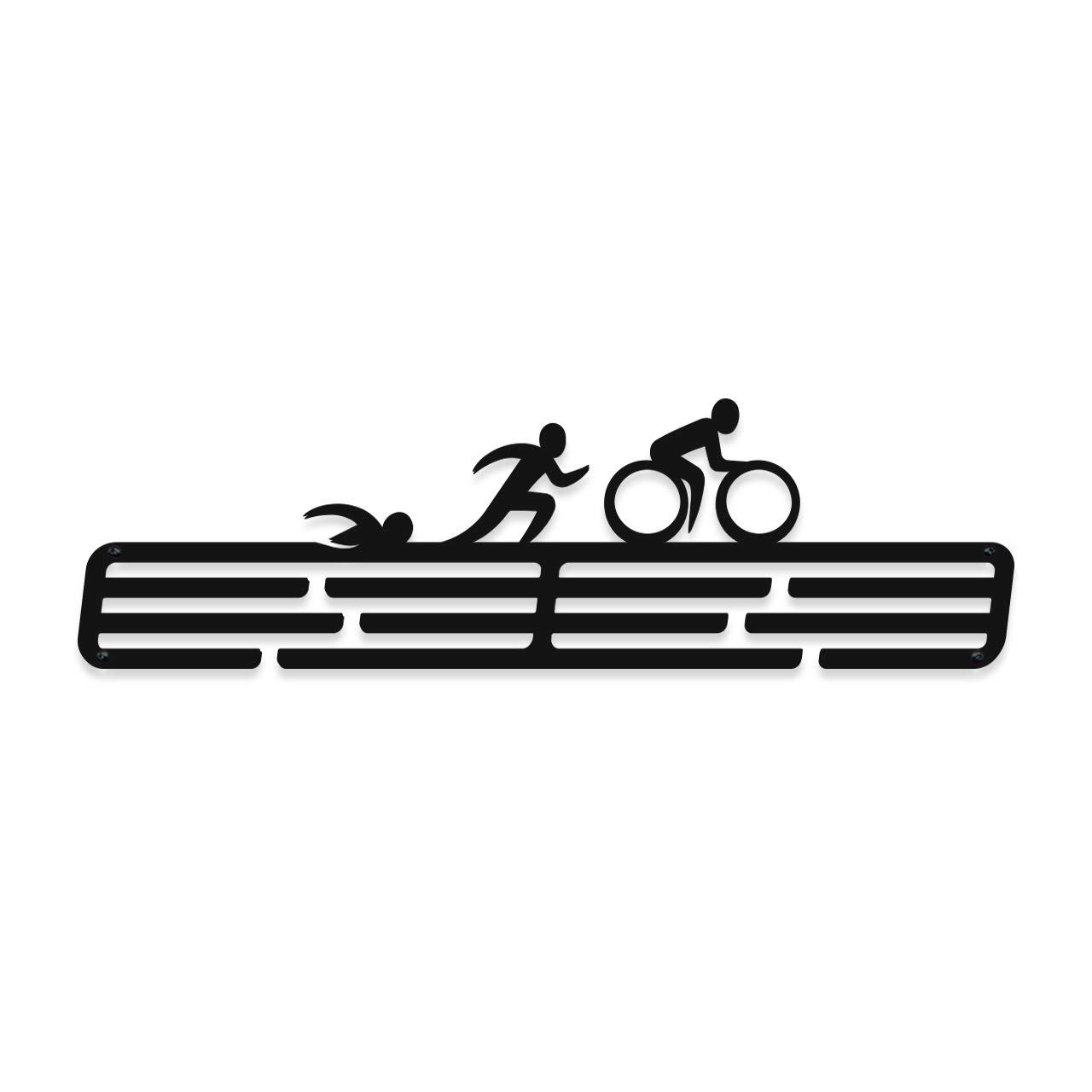 Triathlon Sport Medal Wieszak ekspozycyjny | Matowy czarny stalowy uchwyt na medale | (do 48 medali