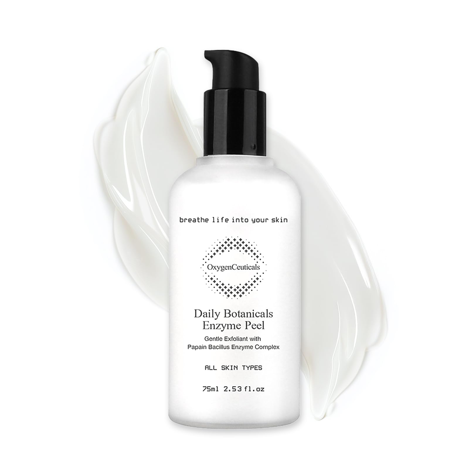 OxygenCeuticals Korean Skincare Non-Abrasive Enzyme Peeling Gel, Daily Botanicals Enzyme Peel, Papaya & Pineapple Enzymes, Improves Acne Scars, Blackheads, Pore Size, Texture, All Skin Types, 2.54 oz