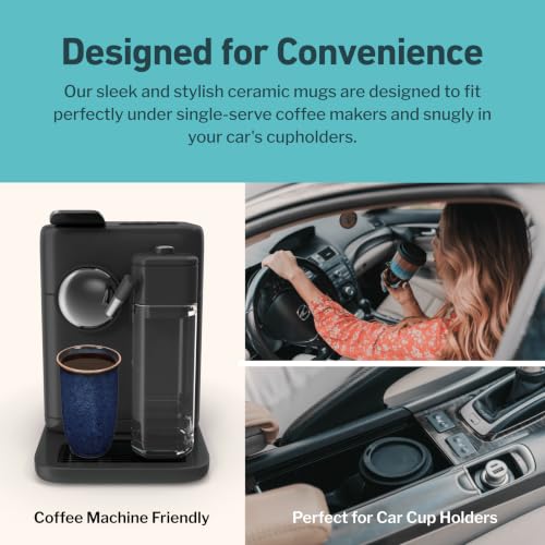 Image of NOVA CERAMICS Coffee Tumbler - Travel Mug - On the Go Coffee Mug - Microwave & Dishwasher Safe Green Coffee Tumbler - Gifts For Women Men Him Her - 16oz - Abyss