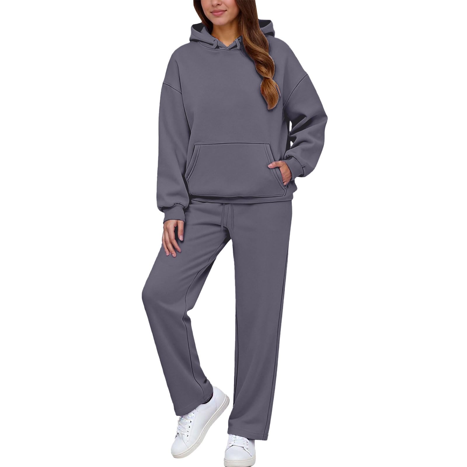 Generico Completo Sportiva Tuta Donna Completi Due Pezzi Felpa con Cappuccio e Pantaloni Leggero e Comodo Tute da Ginnastica per Jogging Fitness Casa